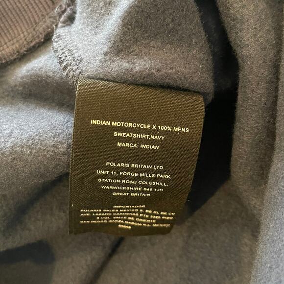 Indian Motorcycle One Hundred Percent Navy Crewneck Sweatshirt 2XL - Picture 6 of 7